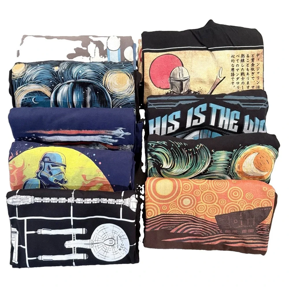 Lot 9 Mens Star Wars Sci Fi T Shirts M L Mandalorian Starry Night Doctor Who